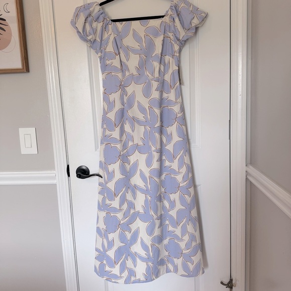NWT A New Day Puff Sleeve Blue & Cream Floral Maxi Dress Size Small - Picture 3 of 8